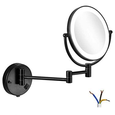 Imagem de YYBOES Espelho de maquiagem iluminado por LED, ampliação 3x, dupla face, espelho giratório para banheiro, extensão cosmética, fio rígido de 20 cm
