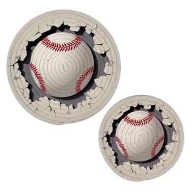 Imagem de Wassud Conjunto de tripé de beisebol branco para pratos quentes, suportes de panela redondos de algodão, porta-copos elegantes, decoração de cozinha e acessórios, 2 peças