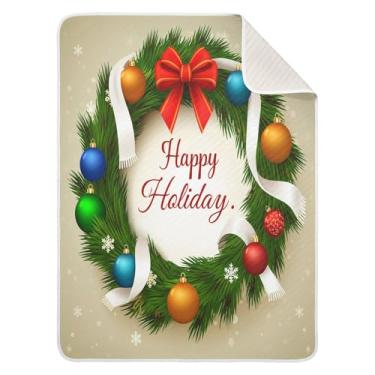 Imagem de Wassud Manta de guirlanda de Natal para meninos e meninas, macio para bebês e recém-nascidos, cobertor aconchegante de algodão essencial para berçário, viagem, berço, carrinho 76 x 101 cm
