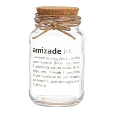 Imagem de Pote De Vidro Hermético 500ml Com Tampa De Rolha Para Armazenar Temperos, Biscoitos E Artesanato(Amizade)