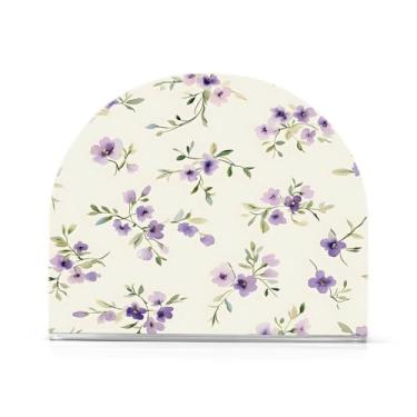 Imagem de Wassud Porta-guardanapos de acrílico floral bonito em aquarela, dispensador de guardanapo de papel moderno em forma de U para mesa, cozinha, sala de jantar, bancada 1 peça (comporta 50-60 guardanapos)