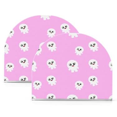 Imagem de Wassud Porta-guardanapos de acrílico fofo Happy Mummy, dispensador de guardanapos de papel moderno em forma de U para mesa, cozinha, sala de jantar, bancada 2 peças (comporta 50-60 guardanapos)