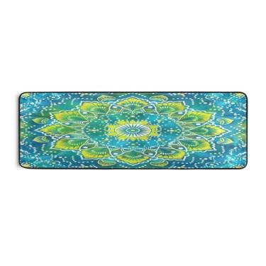 Imagem de Qilmy Tapete de corredor mandala cor turquesa 183 x 61 cm, antiderrapante, antifadiga, confortável, tapetes longos, para quarto, sala de estar, banheiro, corredores, entrywa188