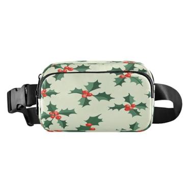 Imagem de CEBUGI Pochetes de caminhada para homens, mulheres, folhas de azevinho e frutas vermelhas modernas resistentes à água com cinto ajustável para treino, viagem, corrida