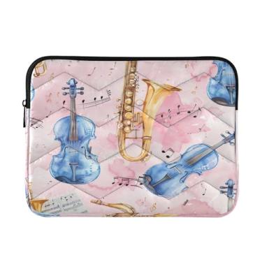 Imagem de Kigai Bolsa para laptop, violino azul macia e resistente a impactos, capa para laptop, bolsa protetora para notebook de 13 a 14 polegadas