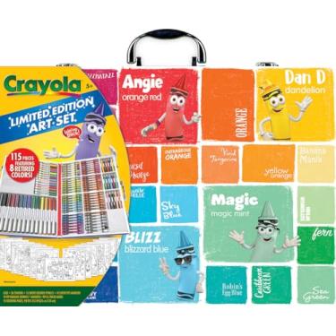 Imagem de Crayola Conjunto de colorir edição limitada (115 peças), kit de material de desenho infantil com giz de cera, marcadores e lápis de cor, aniversário, feriado para crianças, acima de 5 anos