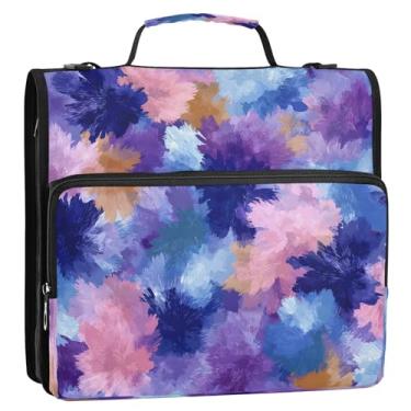 Imagem de CEBUGI Fichário de 3 anéis com zíper com alça de ombro, pasta de arquivo expansível de 3,8 cm, anéis D, para escola, escritório, fundo abstrato