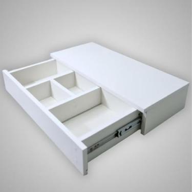 Imagem de Penteadeira De Parede Com Gavetas E Prateleiras – Ideal Para Aplicar Maquiagem, Estilo Closet No Quarto(BRANCO COM DIVISÓRIA)