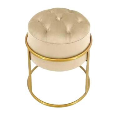 Imagem de Pufes Para Sala Decoração Moderna Estilo Industrial puff redondo para Ambientes Lounge e Decoração(Beje,Dourado)