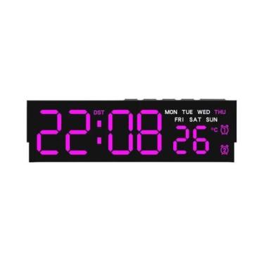 Imagem de Relógio Despertador LED Branco Com Luz Ambiente 12/24H Temperatura Sem