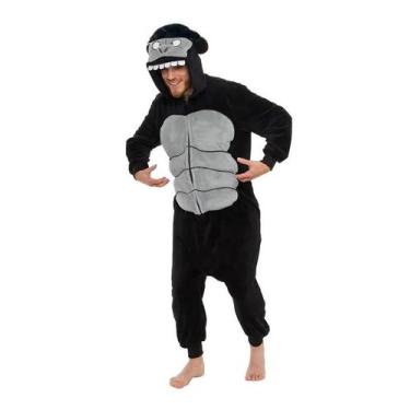 Imagem de Gorila Adulto Pijama Kigurumi Macacão Fantasia - OEM, G, Gorila