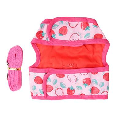 Imagem de Acouto Arnês de Morango Fofo de Desenho Animado Rosa Com Trela Respirável e Corda de Reboque - Coelhos de Estimação Perfeitos, Porquinhos-da-índia e Animais Pequenos - Ideal para Fotos, Fotos e (L)