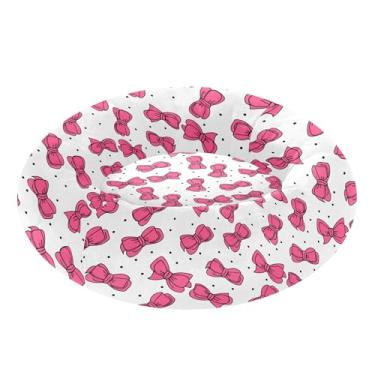 Imagem de SEHANY Cama fofa para cachorro rosquinha com laço rosa removível e lavável, pequena cama redonda para gatos, cama fofa super macia para animais de estimação com fundo antiderrapante para cães pequenos
