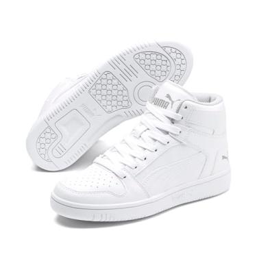 Imagem de PUMA Tênis infantil unissex Rebound Layup Mid, Puma branco-puma preto-cinza violeta, 21