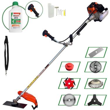 Imagem de Roçadeira Import Way IWRGM2T5X163 63cc 3HP Com Carretel + Facas 2 Pontas, 3 Pontas, 6 Pontas, 40 Dentes, 80 Dentes e Escova de Aço + Óleo Stihl 2T