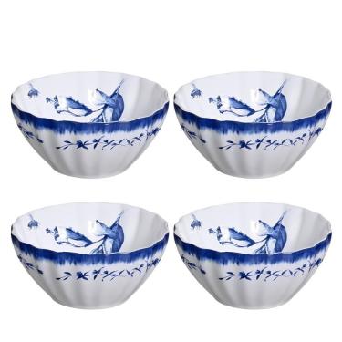 Imagem de Jogo 4 Bowl Para Sopa Tigela De Cerâmica Azul E Branco Demoiselle Scalla 650ml