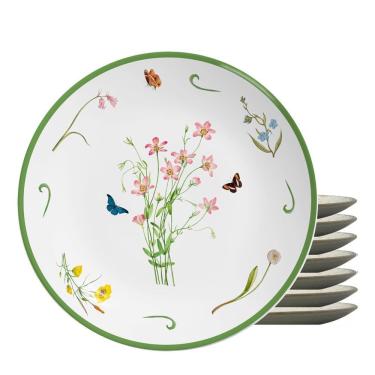 Imagem de Jogo 8 Pratos Raso Coup Jardim Campestre Cerâmica Alleanza 29cm