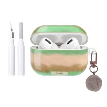 Imagem de COTYPOFLIYTT Capa compatível com AirPods Pro/Pro 2 com kit de limpeza, linda estética listrada retrô colorida para meninas e mulheres, capa protetora à prova de choque de TPU macio para AirPods Pro