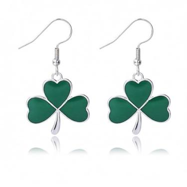 Imagem de Brincos de trevo do dia de São Patrício esmaltado, trevo verde irlandês, brincos de Dia de São Patrício, berloque, brinco de Dia de São Patrício, para mulheres, presente de joias de Dia de São