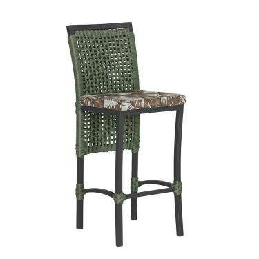 Imagem de Banqueta Em Alumínio Roma Preta Corda Náutica Tecido 6 Verde