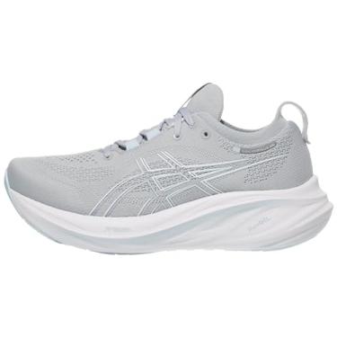 Imagem de ASICS Tênis de corrida feminino Gel-Nimbus 26, Cinza piemonte/cinza e azul, 6.5 Wide