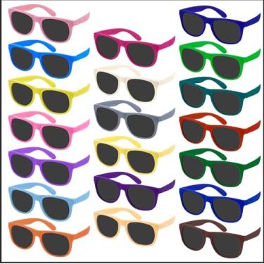 Imagem de SUNYIWJIE 60/120 pares de óculos de sol de plástico estilo retrô 20 cores dos anos 80 para adultos, ideal para festas, casamentos, festivais de música, Multicor, 5.6 x 5.7 x 1.9 inch