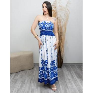 Imagem de Vestido Longo Feminino Estampado Floral sem alça Elegante Verão - SWIS
