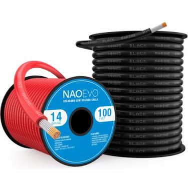 Imagem de Fio marinho NAOEVO de cobre estanhado de calibre 14 100m IP68 preto/ve