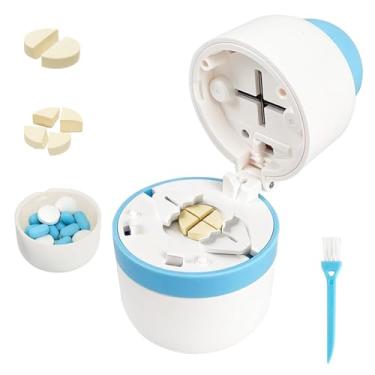 Imagem de Cortador de comprimidos para comprimidos pequenos ou grandes, cortador profissional de comprimidos 1/4 e 1/2, inclui compartimento de armazenamento, corte preciso e fácil para comprimidos, vitaminas