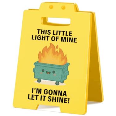 Imagem de Placa engraçada para decoração de escritório de bombeiros, lixeira, placa decorativa de escritório para cubículos, presentes inspiradores para colegas de trabalho - amarelo