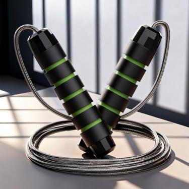 Imagem de Corda de pular ajustável, cordas de pular de 9,8 metros para fitness, velocidade rápida sem emaranhados com rolamentos de esferas - verde