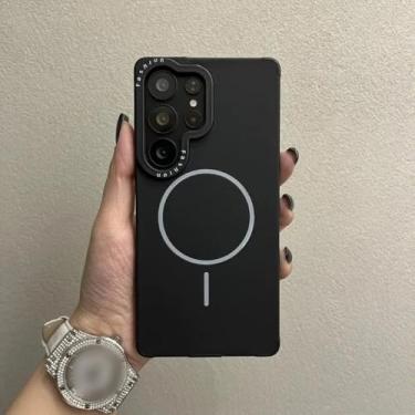 Imagem de Capa com alça de pulso para Samsung Galaxy S22 S23 S24 S25 Ultra Plus, carregamento sem fio, lente líquida, proteção de armação, B, preta, para S22 Ultra