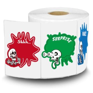 Imagem de Adesivos engraçados de preço de venda de garagem reutilizáveis - 4 etiquetas de preço de design de caveira com espaço de escrita para vendas de quintal, feiras de pulgas e feiras municipais