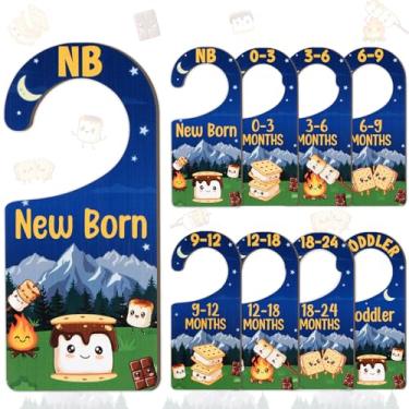 Imagem de CORNER LACE Divisórias de armário de bebê, 8 peças, tema S'More, cabide/organizador de roupas de madeira dupla face, de recém-nascido a criança, para decoração de berçário, chá de bebê, aniversário