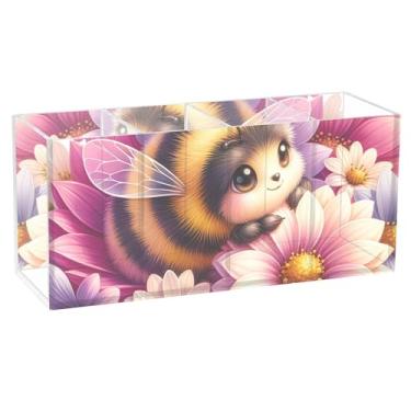 Imagem de TSENQUE Porta-canetas de acrílico floral com estampa de animal para arte de mesa, suporte de copo de papelaria personalizado, para artesanato, decoração de escritório