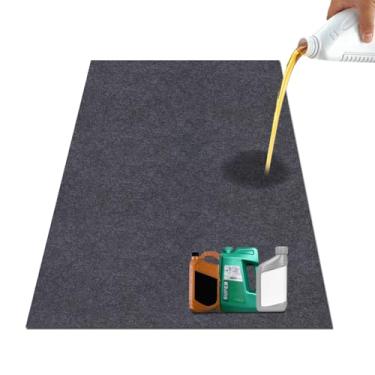 Imagem de SEMPADA Tapete de derramamento de óleo, tapete de chão de garagem, almofada de óleo absorvente premium de 91.4 cm x 182.9 cm – Protege a superfície do chão de oficina da garagem, absorve materiais