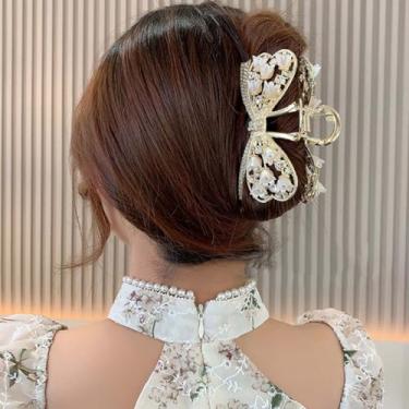 Imagem de 1 gravata borboleta cuidadosamente projetada, flor de sino de vento, clipe de agarrar, parte de trás da cabeça, cabelo penteado, clipe de tubarão