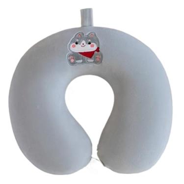 Imagem de Almofada de Viagem Para O Pescoço, Concebida Para Se Moldar Confortavelmente Aos Contornos Da Sua Cabeça e Pescoço, Leve e Portátil.(Cinza)
