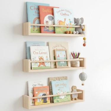 Imagem de 3 Prateleira de Madeira Organizadora Dulce Slim 60 cm - Matarazzo Deco