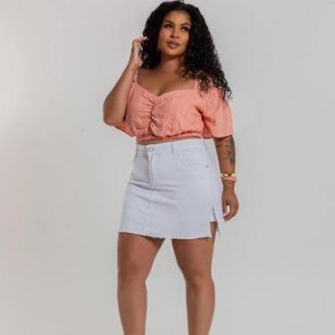 Imagem de Short Saia Feminina Jeans Moda Plus Básica Tendência Estação-Feminino