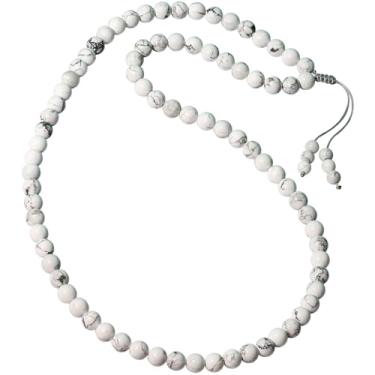 Imagem de Wizock Colar de contas simples com cristais e pedras, para meditação equilibrada, colares longos para mulheres e homens, joias de amuleto, Medium, Pedra, Howlita