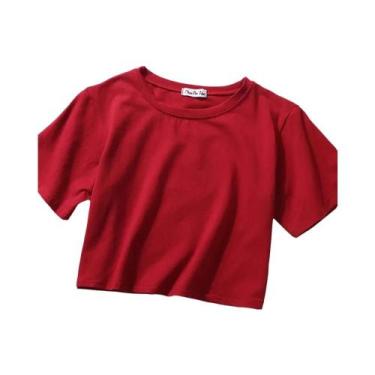 Imagem de Camiseta Feminina De Verão Em Algodão Com Manga Curta, Decote Redondo,