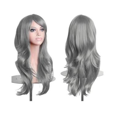 Imagem de Peruca Sintética Longa Ondulada Rosa Roxa De 70cm Para Mulheres Fantas