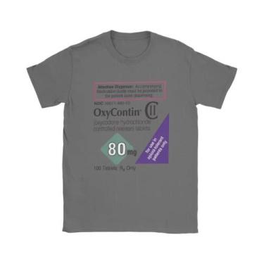 Imagem de Camiseta Engraçada De Algodão Com Estampa De Oxycontin 80mg Para Homen