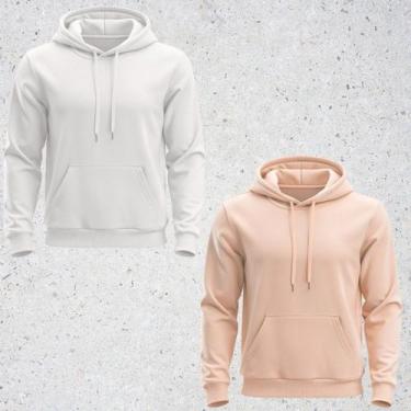 Imagem de Kit 2 Blusa de Frio Moletom Unissex Lisa Casaco canguru Inverno Com Ca