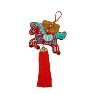 Imagem de IEUDNS Enfeite de Cavalo para o Ano Chinês, Animal do Zodíaco, Decoração Fofa para o Festival da Primavera, Feng Shui, Pingente para Pendurar em Casa, Cavalo Vermelho Correndo, Borlas