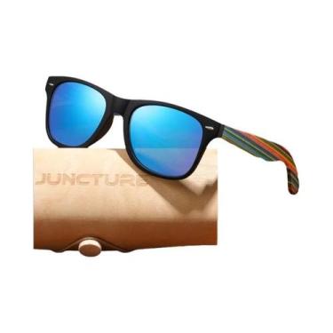 Imagem de Óculos De Sol Vintage Unissex Em Madeira De Bambu Quadrados Marca De L