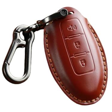 Imagem de Capa de couro C para chave de carro compatível com Nissan/Tidda/Livida // X-Trail T31 T32/Qashqai/March/Juke/Note/GTR Chaveiro Anel Chave Protetor de chaveiro(Red)