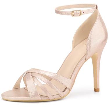 Imagem de Perphy Sandálias femininas de salto agulha com tira no tornozelo, rosa, 38