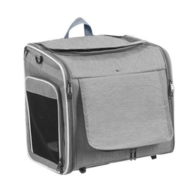 Imagem de Luocute Cesta de Bicicleta para Cães, Mochila Expansível para Transporte de Animais de Estimação Com Lados Macios Com Suporte para Guiador de Liberação Rápida e 4 Janelas de Malha, para (Cinza)